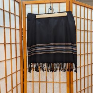 Women's fringe miniskirt with unique woven detail, size 10